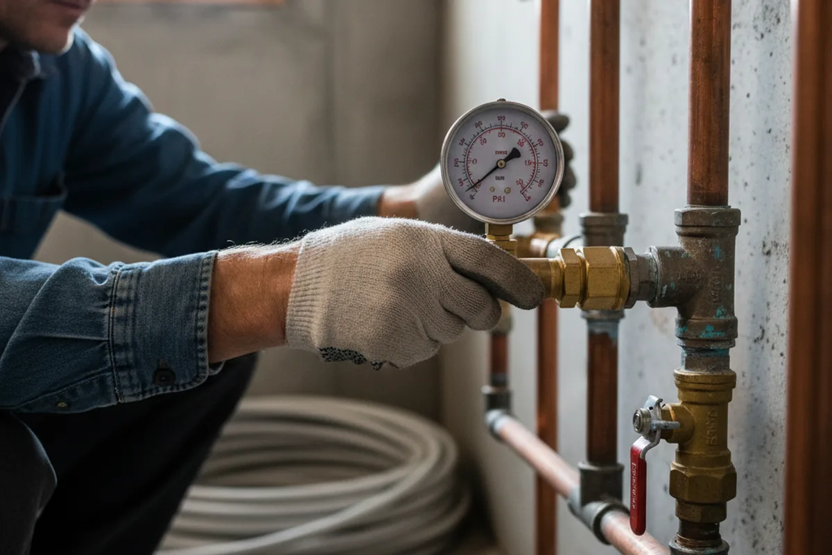 Pressure testing a repaired line during Water Line Repair in Fogelsville